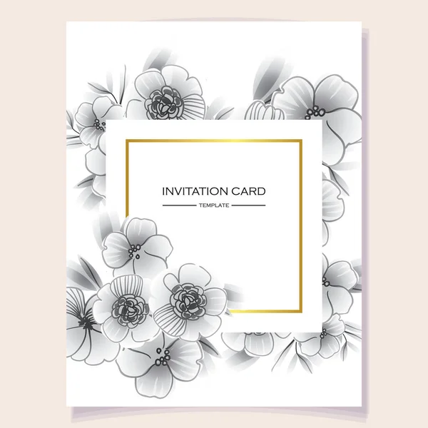 Padrão Modelo Cartão Vetorial Com Flores Monocromáticas Design Para Cartão — Vetor de Stock