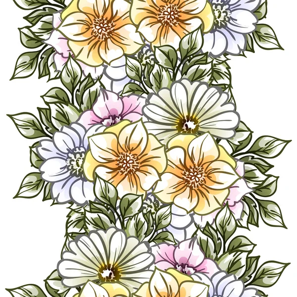 Motif Vectoriel Sans Couture Avec Des Fleurs Colorées Design Pour — Image vectorielle