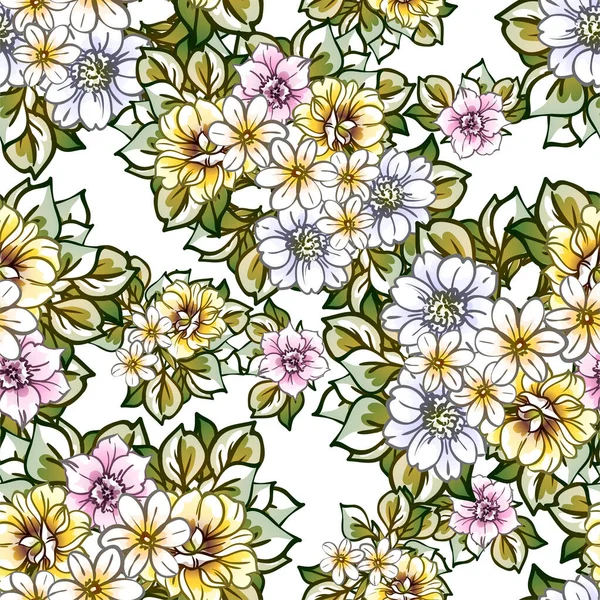 Motif Vectoriel Sans Couture Avec Des Fleurs Colorées Design Pour — Image vectorielle