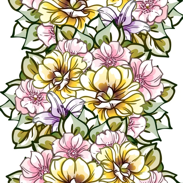 Motif Vectoriel Sans Couture Avec Des Fleurs Colorées Design Pour — Image vectorielle