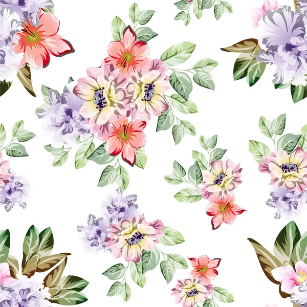 Renkli çiçeklerle kusursuz bir desen. Tekstil ve albüm tasarımı
