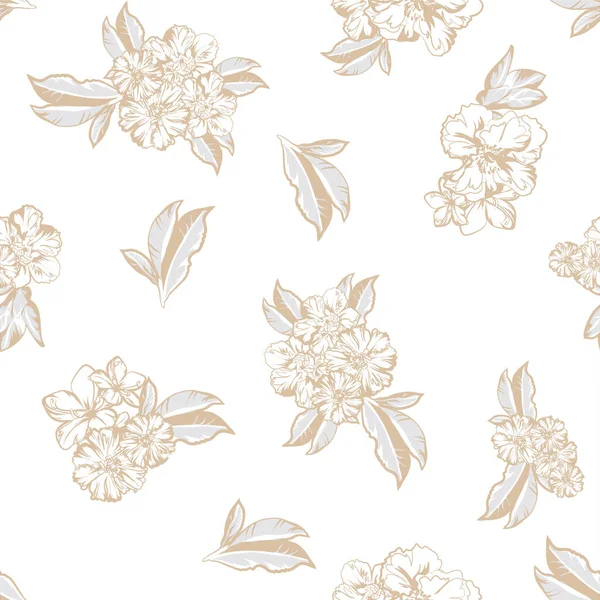 Vektor Nahtloses Muster Mit Braunen Linearen Blüten Design Für Textilien — Stockvektor