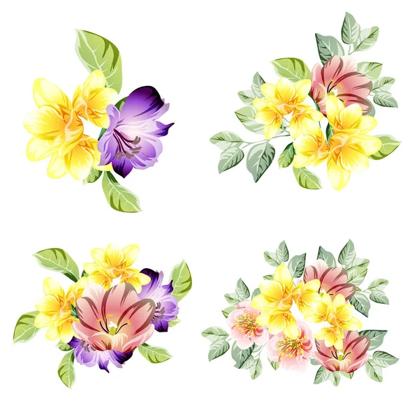 Patrón Vector Con Flores Colores Diseño Para Textiles Álbumes Recortes — Archivo Imágenes Vectoriales