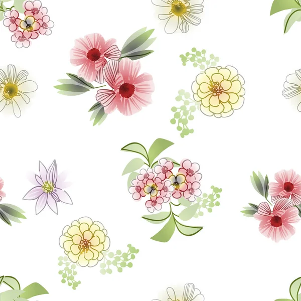 Vector Patrón Sin Costuras Con Flores Colores Diseño Para Textiles — Archivo Imágenes Vectoriales