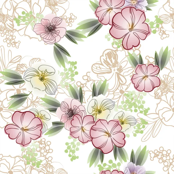 Vektor Nahtlose Muster Mit Bunten Blumen Design Für Textilien Und — Stockvektor