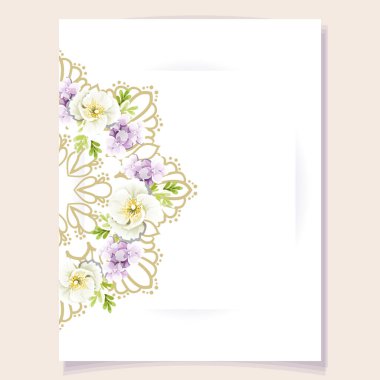 güzel mor ve beyaz düğün davetiyesi şablonu