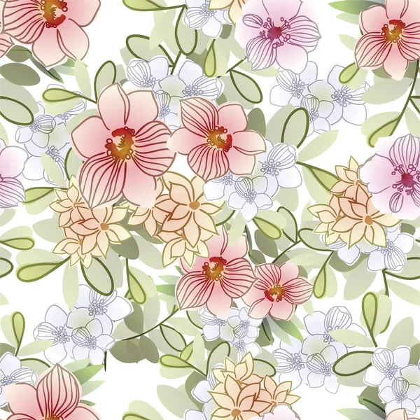 Vektor Nahtlose Muster Mit Vintage Bunten Blumen Design Für Textilien — Stockvektor