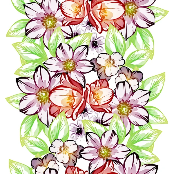 Motif Vectoriel Sans Couture Avec Des Fleurs Colorées Vintage Design — Image vectorielle