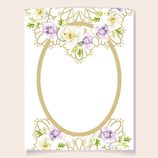 Modello Modello Carta Vettoriale Con Fiori Vintage Design Biglietto Invito — Vettoriale Stock