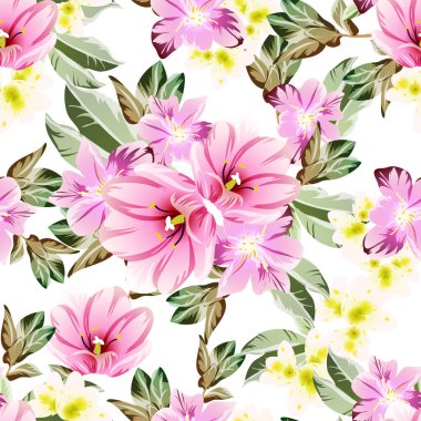 Çiçekli, vektör arkaplanlı, soyut zarafet kusursuz desen