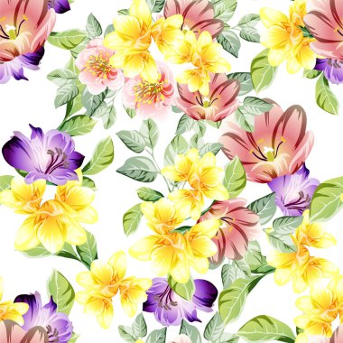 Çiçekli, vektör arkaplanlı, soyut zarafet kusursuz desen