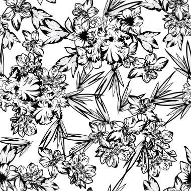 Çiçekli, vektör arkaplanlı, soyut zarafet kusursuz desen