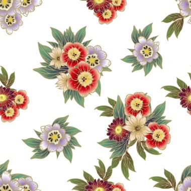 Çiçekli, vektör arkaplanlı, soyut zarafet kusursuz desen