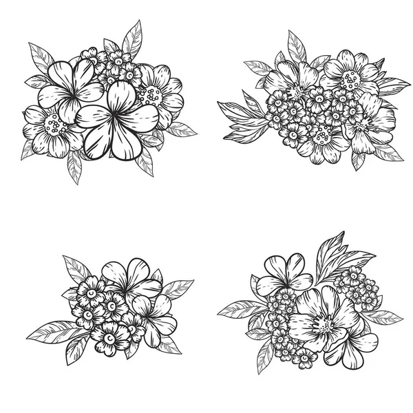 Set Flores Colección Elementos Florales Ilustración Vectorial — Archivo Imágenes Vectoriales