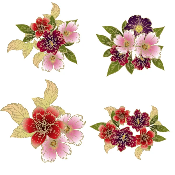 Çiçekler hazır. Çiçek elementlerinin toplanması. Vektör illüstrasyonu 