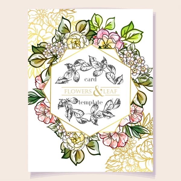 Romantic Wedding Invitation Card Suite Wedding Marriage Bridal Birthday Valentine — Stock Vector