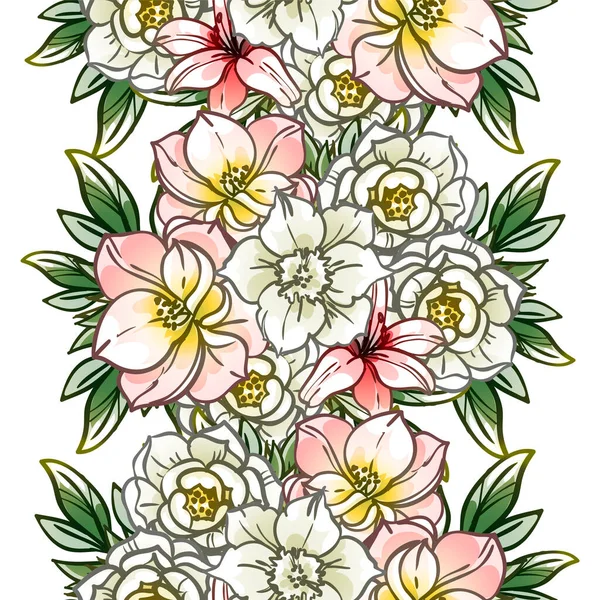 花と抽象的な優雅さシームレスなパターン ベクトル背景 — ストックベクタ