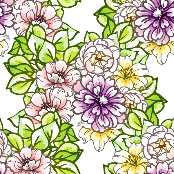 Élégance Abstraite Motif Sans Couture Avec Des Fleurs Fond Vectoriel — Image vectorielle