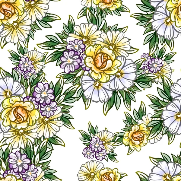 Élégance Abstraite Motif Sans Couture Avec Des Fleurs Fond Vectoriel — Image vectorielle