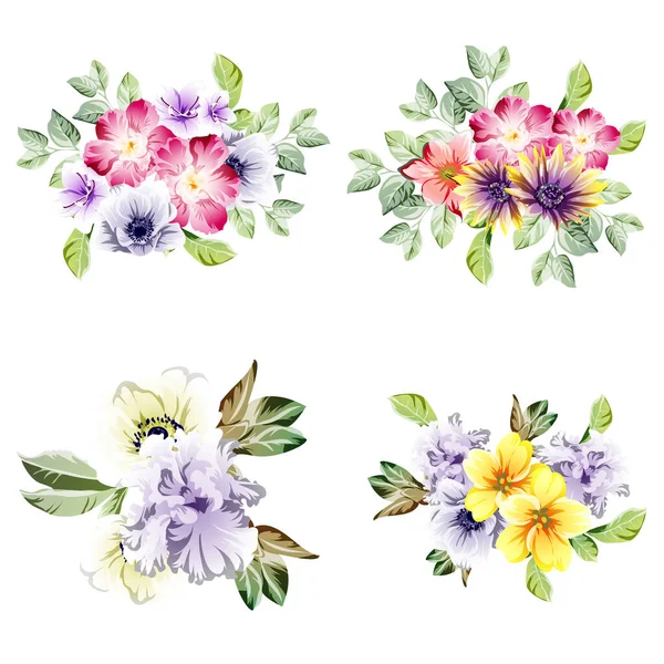 Blumen Gesetzt Sammlung Floraler Elemente Vektorillustration — Stockvektor