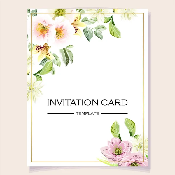 Invitation Greeting Card Floral Background Wedding Invitation Thank You Card — Stock Vector