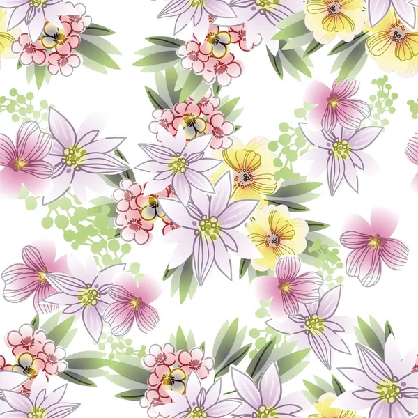 Élégance Abstraite Motif Sans Couture Avec Des Fleurs Fond Vectoriel — Image vectorielle