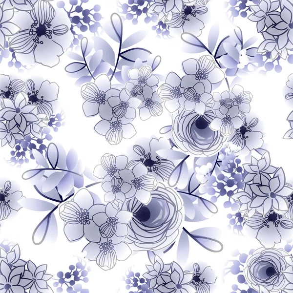 Élégance Abstraite Motif Sans Couture Avec Des Fleurs Fond Vectoriel — Image vectorielle