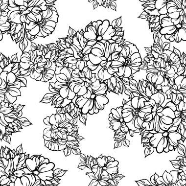 Çiçekli, vektör arkaplanlı, soyut zarafet kusursuz desen