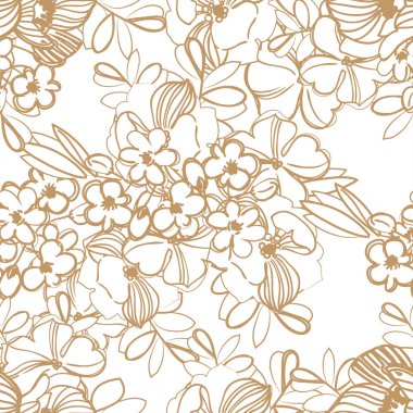 Çiçekli, vektör arkaplanlı, soyut zarafet kusursuz desen