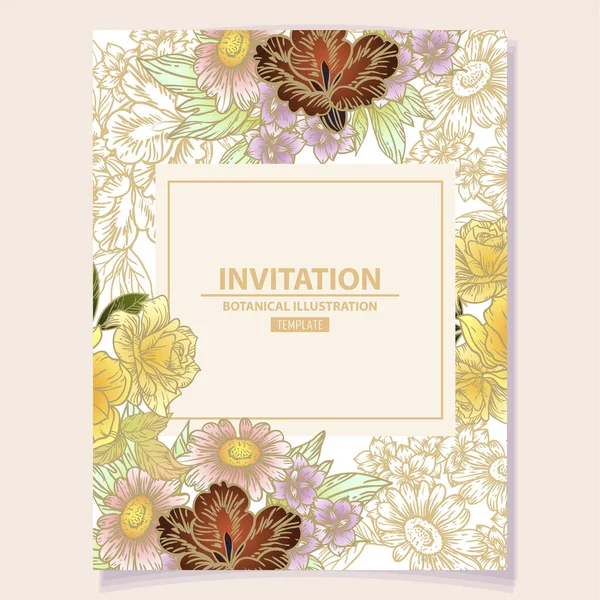 Suite Romantique Carte Invitation Mariage Mariage Mariage Noces Anniversaire Saint — Image vectorielle