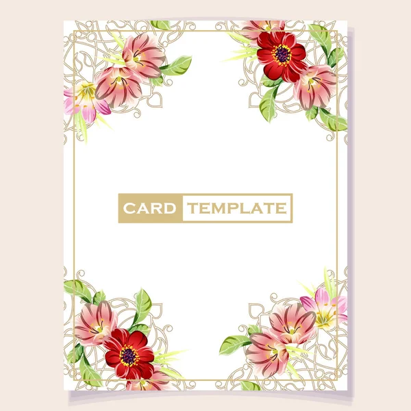 Einladungskarte Mit Floralem Hintergrund Hochzeitseinladung Dankeschön Karte Speichern Sie Die — Stockvektor