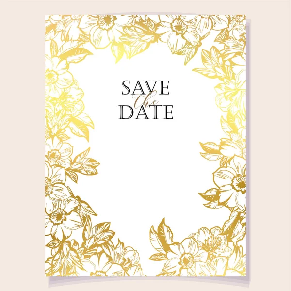 Carte Vœux Invitation Avec Fond Floral Invitation Mariage Carte Remerciement — Image vectorielle