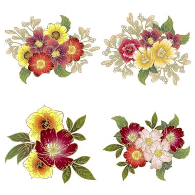 Soyut zarafet arkaplanı beyaza izole edilmiş çiçekler