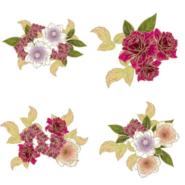 Soyut zarafet arkaplanı beyaza izole edilmiş çiçekler