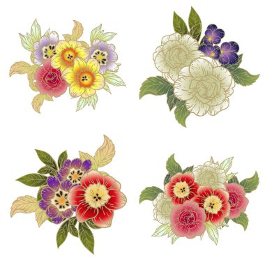 Soyut zarafet arkaplanı beyaza izole edilmiş çiçekler