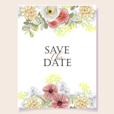 Çiçeklerle ve metinlerle soyut zarafet arkaplanı kaydet