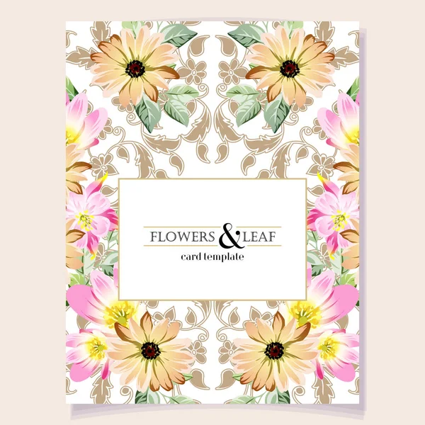 Elegância Abstrata Fundo Sem Costura Com Flores Texto Folha — Vetor de Stock