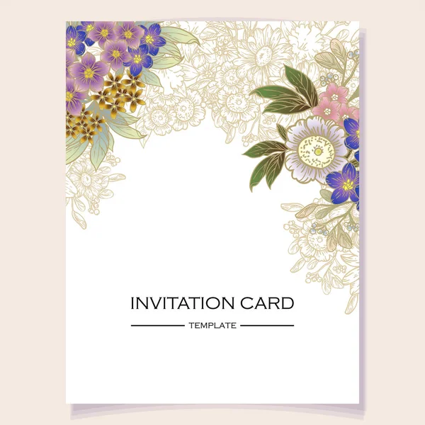 Abstract Elegance Seamless Background Flowers Invitation Card — Stock Vector