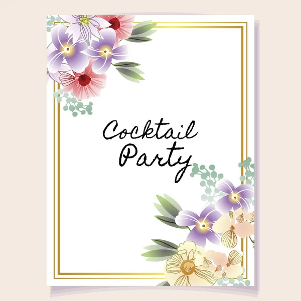 Abstract Elegance Seamless Background Flowers Text Cocktail Party — Stock Vector