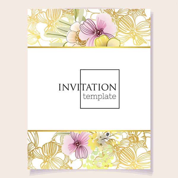 Abstract Elegance Seamless Background Flowers Invitation Card — Stock Vector