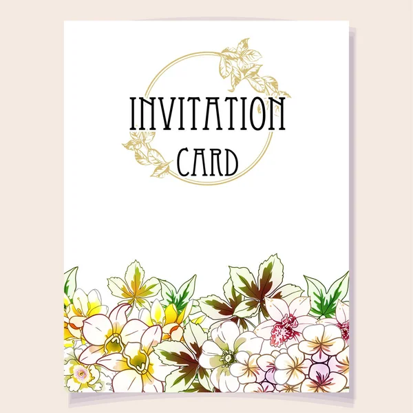 Abstrakte Eleganz Nahtloser Hintergrund Mit Blumen Einladungskarte — Stockvektor