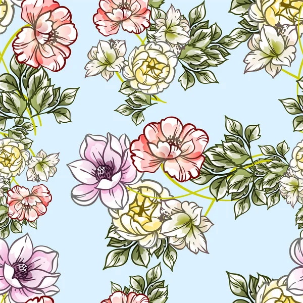 Elegância Abstrato Fundo Sem Costura Com Flores — Vetor de Stock