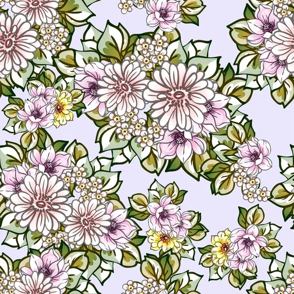 Elegancia Abstracta Fondo Sin Costuras Con Flores — Vector de stock