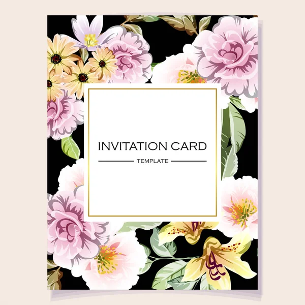 Elegância Abstrato Sem Costura Fundo Com Flores Cartão Convite —  Vetores de Stock