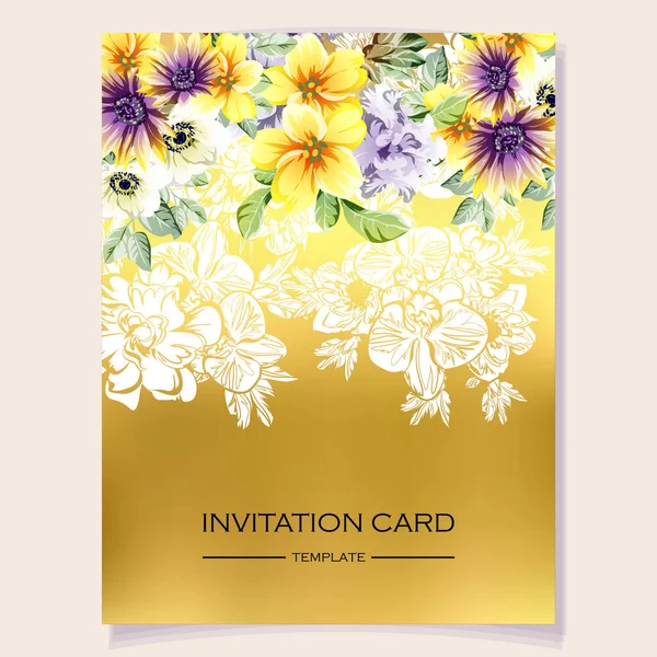 Abstract Elegance Seamless Background Flowers Invitation Card — Stock Vector