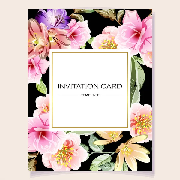 Abstract Elegance Seamless Background Flowers Invitation Card — Stock Vector