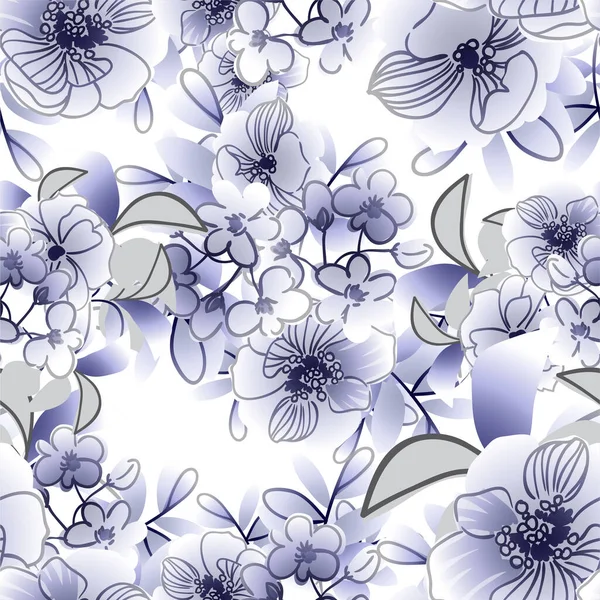 Elegância Abstrato Fundo Sem Costura Com Flores Violetas — Vetor de Stock