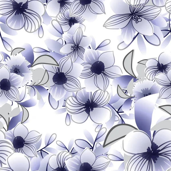 Elegancia Abstracta Fondo Sin Costuras Con Flores Violetas — Vector de stock