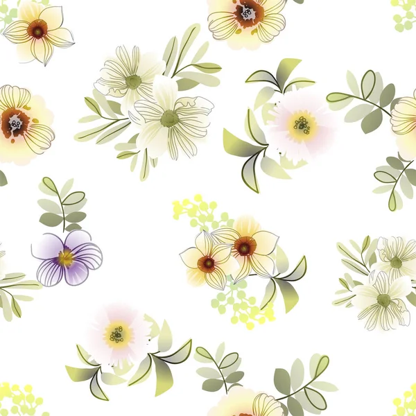 Élégance Abstraite Fond Transparent Avec Des Fleurs — Image vectorielle