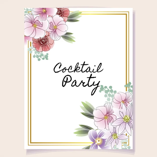 Abstract Elegance Seamless Background Flowers Text Cocktail Party — Stock Vector